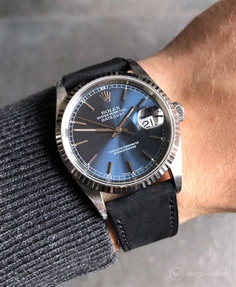 black rolex datejust leather strap|genuine rolex strap.